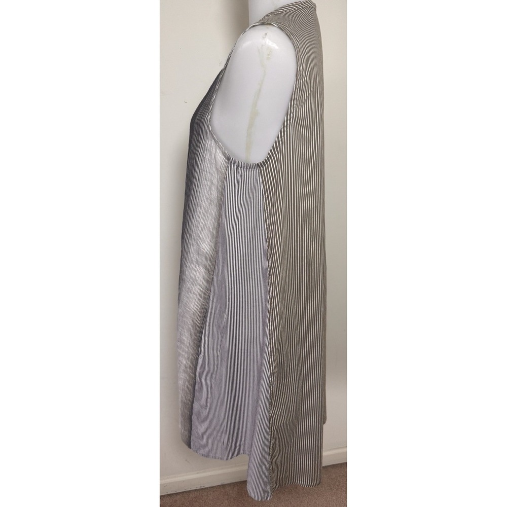 Alembika Ombre Stripe Sleeveless Oversized Linen Blend Midi Dress Large Gray - Picture 7 of 11
